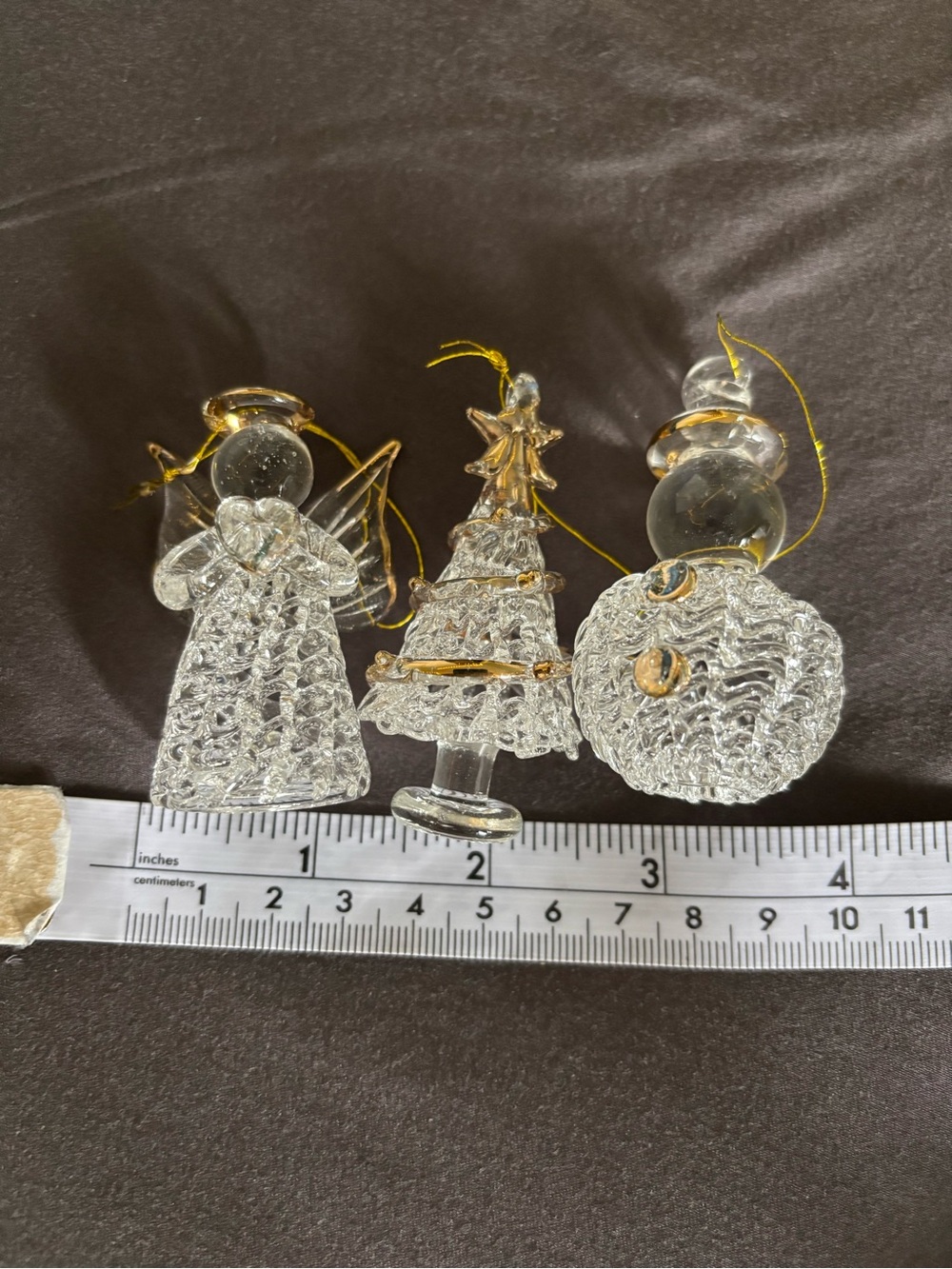 Bundle of Three Glass Christmas Ornament Trio with Gold Accents